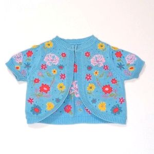 Marks & Spencer short sleeve, embroidered, bolero in blue Size 1 1/2-2Y